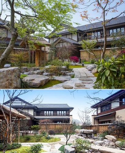 现代新中式日式欧式别墅庭院私人花园院子景观设计案例参考效果图