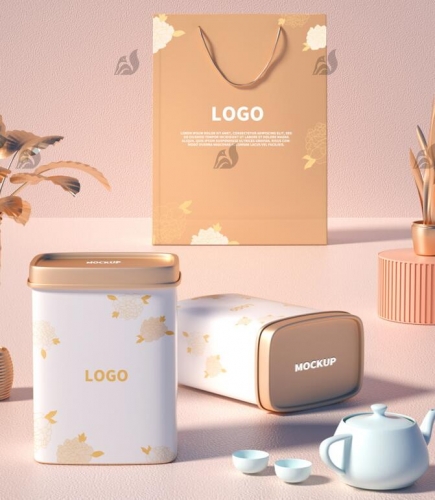茶叶品牌包装样机茶罐产品展示包装效果vi智能贴图PS 素材模板