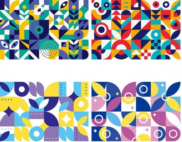 简约波普创意艺术孟菲斯几何线条底纹平面海报背景AI矢量设计素材